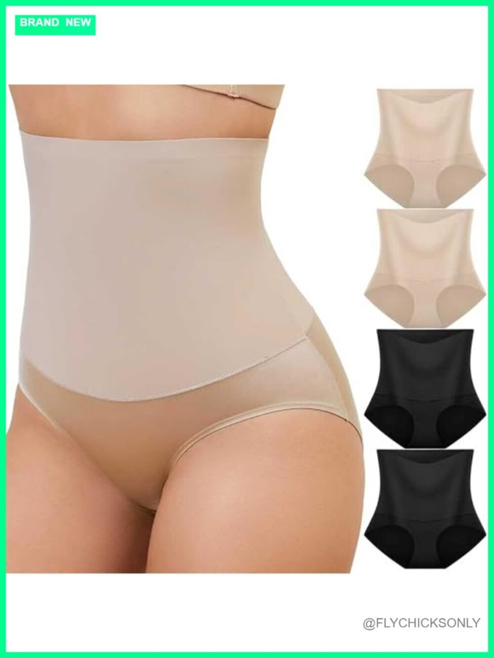 4 Pack High-Waisted Tummy Control Seamless Invisible Panties Briefs